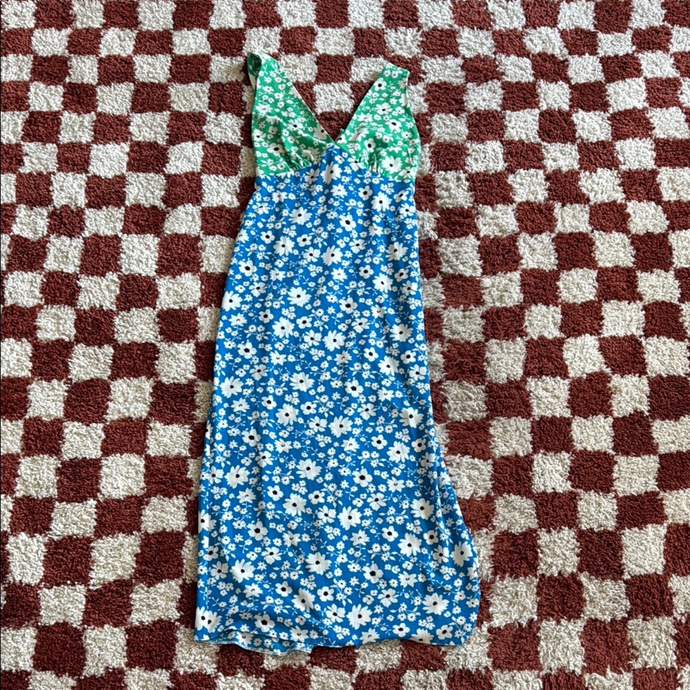 Floral Maxi Dress in Blue and Green